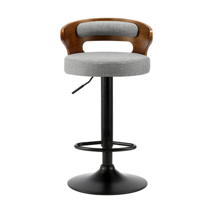Oikiture 4x Bar Stools with Gas Lift Swivel Grey-Bar Stools-PEROZ Accessories