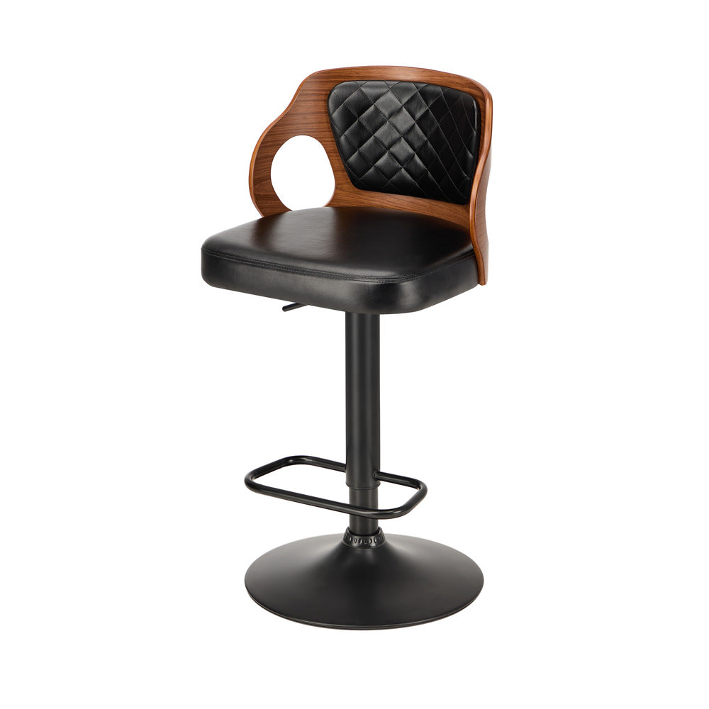 Oikiture 4x Bar Stools Swivel Bar Chairs Gas Lift Leather Black-Bar Stool-PEROZ Accessories