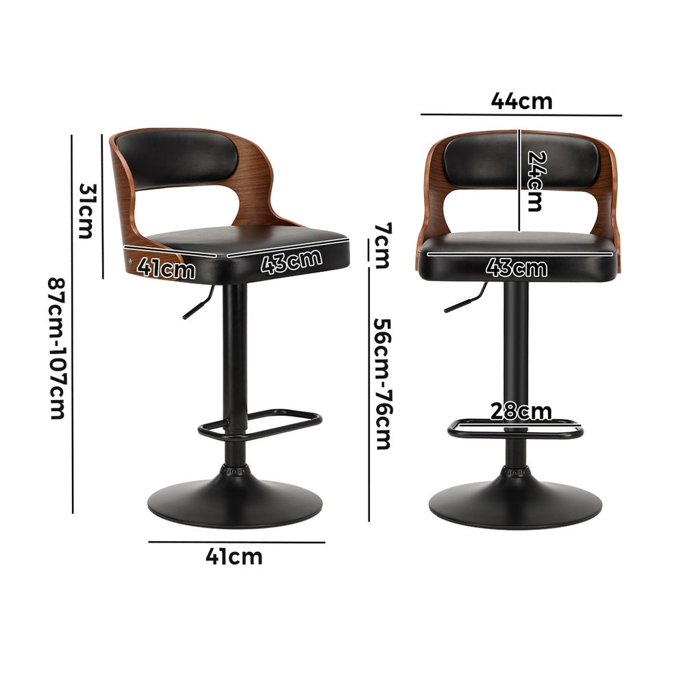 Oikiture 2X Bar Stool Gas Lift Kitchen Swivel Chair Leather LUKA-Bar Stool-PEROZ Accessories