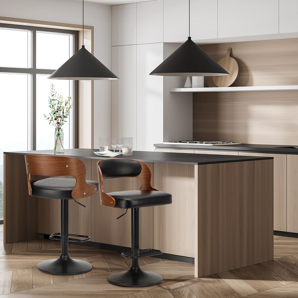 Oikiture 2X Bar Stool Gas Lift Kitchen Swivel Chair Leather LUKA-Bar Stool-PEROZ Accessories