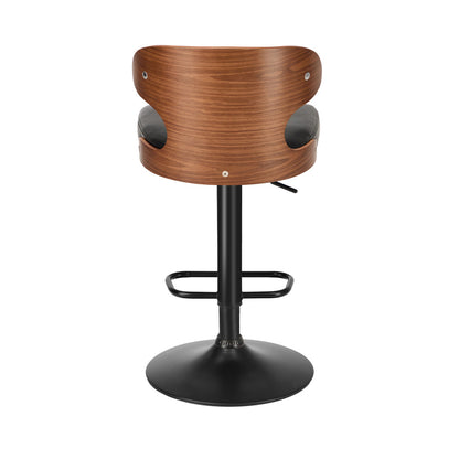 Oikiture 2x Bar Stools Adjustable Counter Height Stool Leather Black-Bar Stool-PEROZ Accessories