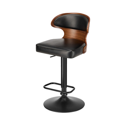 Oikiture 4x Bar Stools Adjustable Height Stool Swivel Leather Black-Bar Stool-PEROZ Accessories
