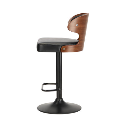 Oikiture 4x Bar Stools Adjustable Height Stool Swivel Leather Black-Bar Stool-PEROZ Accessories