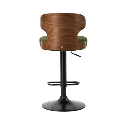 Oikiture 2x Bar Stools Swivel Kitchen Bar Chairs Gas Lift Boucle Green-Bar Stool-PEROZ Accessories