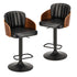 Oikiture 2x Bar Stools Swivel Counter Gas Lift Chair Leather Black-Bar Stool-PEROZ Accessories