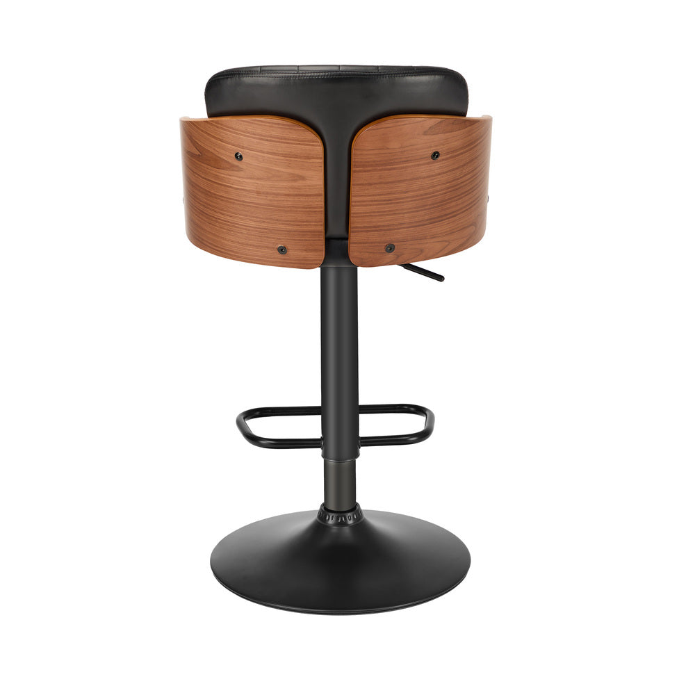 Oikiture 2x Bar Stools Swivel Counter Gas Lift Chair Leather Black-Bar Stool-PEROZ Accessories