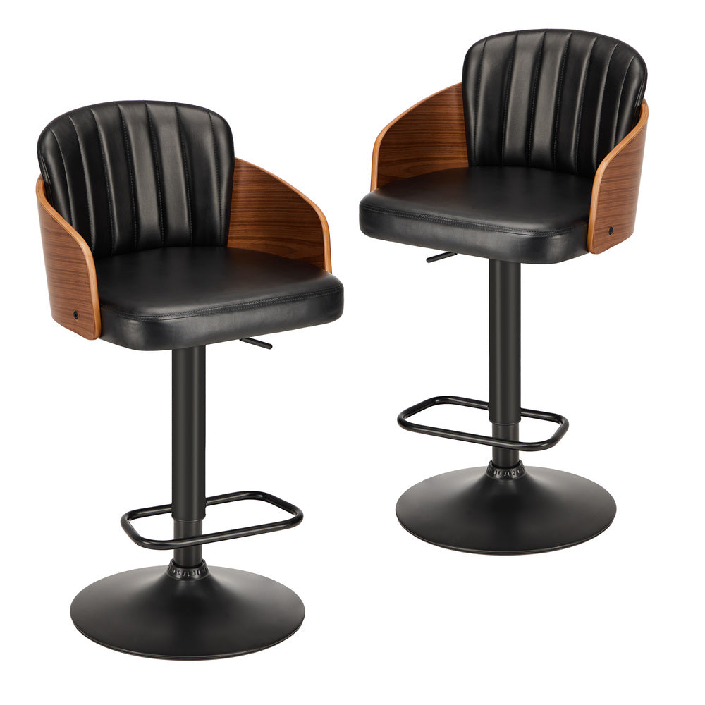Oikiture Bar Stools Swivel Stool Gas Lift Chair Leather Set of 4-Bar Stool-PEROZ Accessories