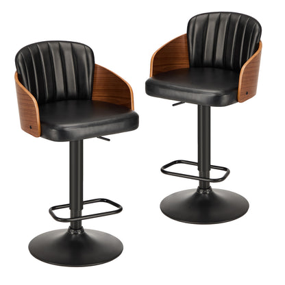 Oikiture Bar Stools Swivel Stool Gas Lift Chair Leather Set of 4-Bar Stool-PEROZ Accessories