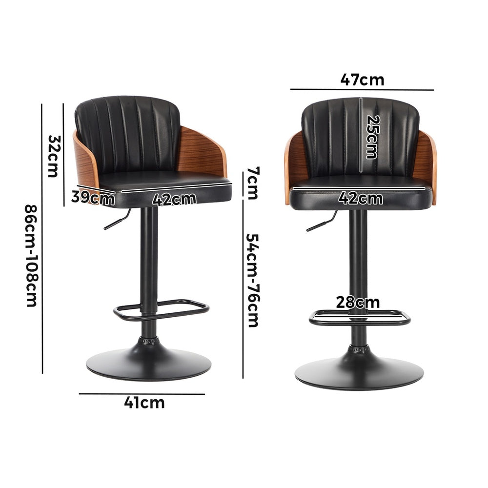 Oikiture Bar Stools Swivel Stool Gas Lift Chair Leather Set of 4-Bar Stool-PEROZ Accessories
