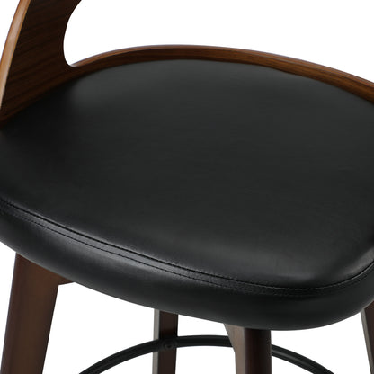 Oikiture 2x Bar Stools Swivel PU Leather Black-Bar Stool-PEROZ Accessories