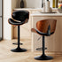 Oikiture 2x Bar Stools Swivel Leather Seat Black-Bar Stools-PEROZ Accessories