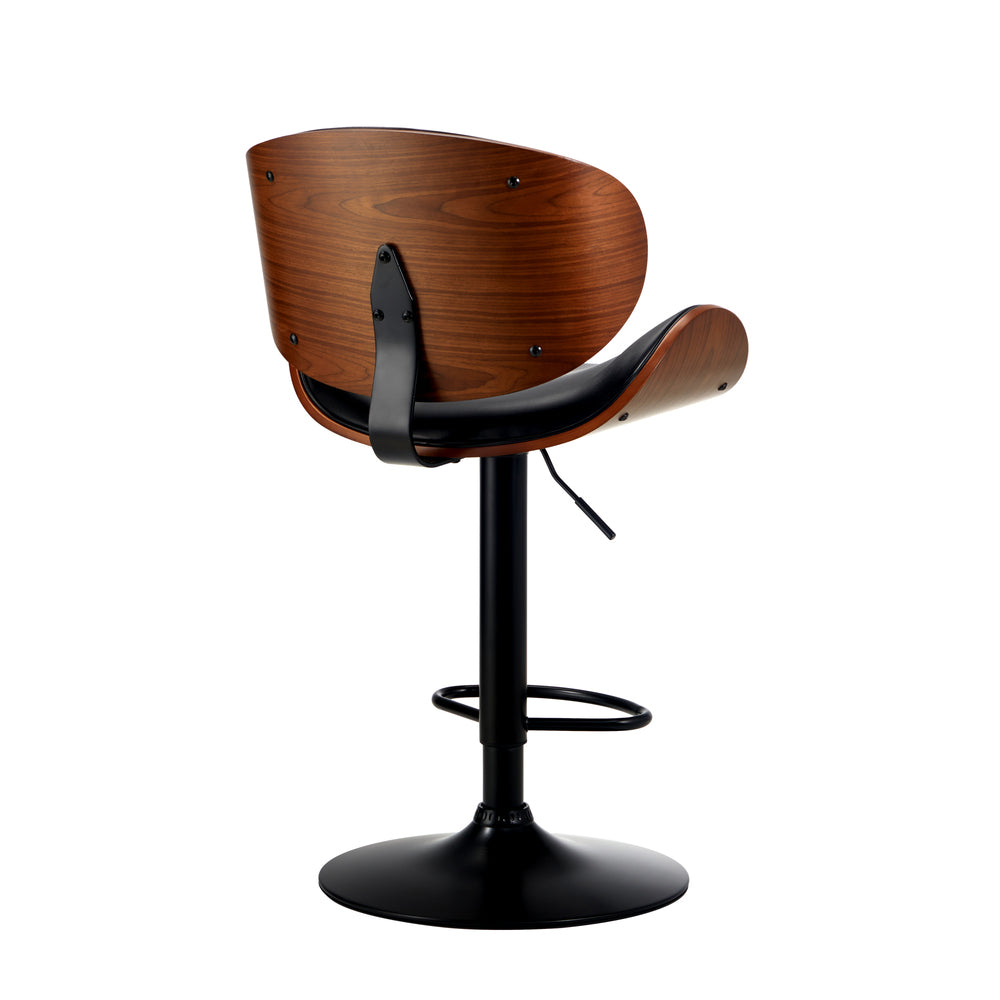 Oikiture Set of 4 Bar Stools Swivel Wooden Leather Gas Lift-Bar Stools-PEROZ Accessories