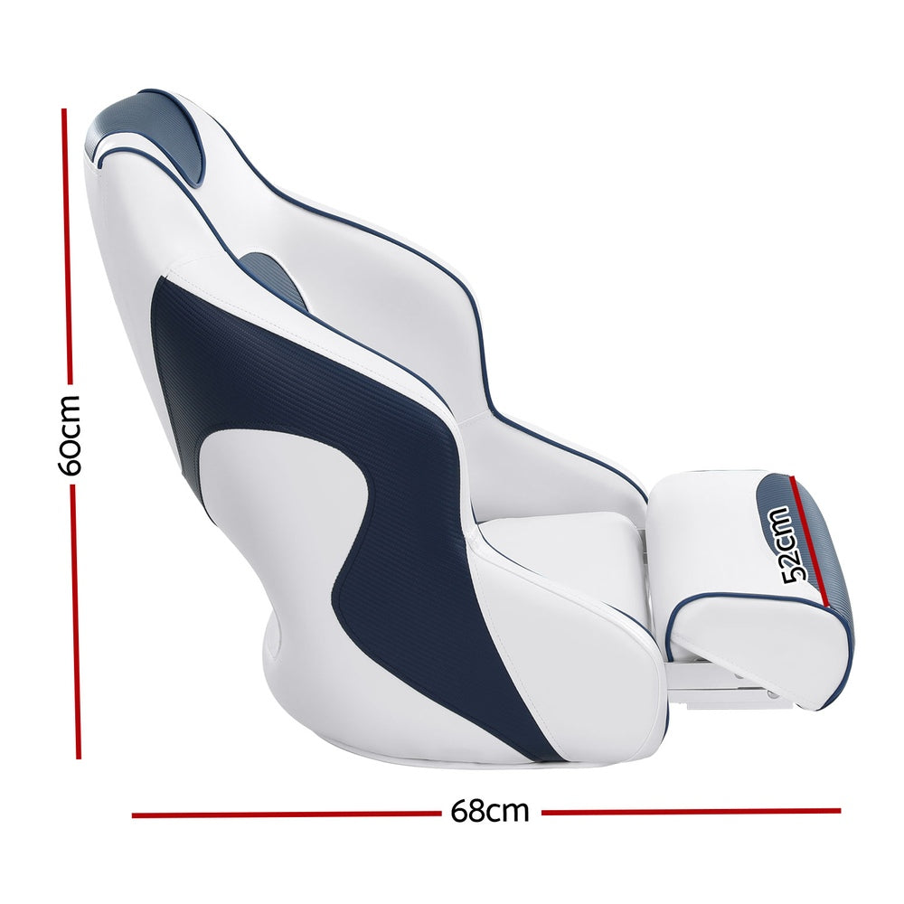 Seamanship Captain Bucket Boat Seats Flip Up Bolster Swivel 15cm Padding Blue-Outdoor &gt; Boating-PEROZ Accessories