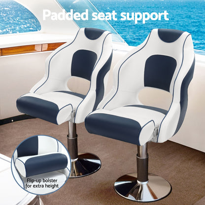 Seamanship Captain Bucket Boat Seats Flip Up Bolster Swivel 15cm Padding Blue-Outdoor &gt; Boating-PEROZ Accessories