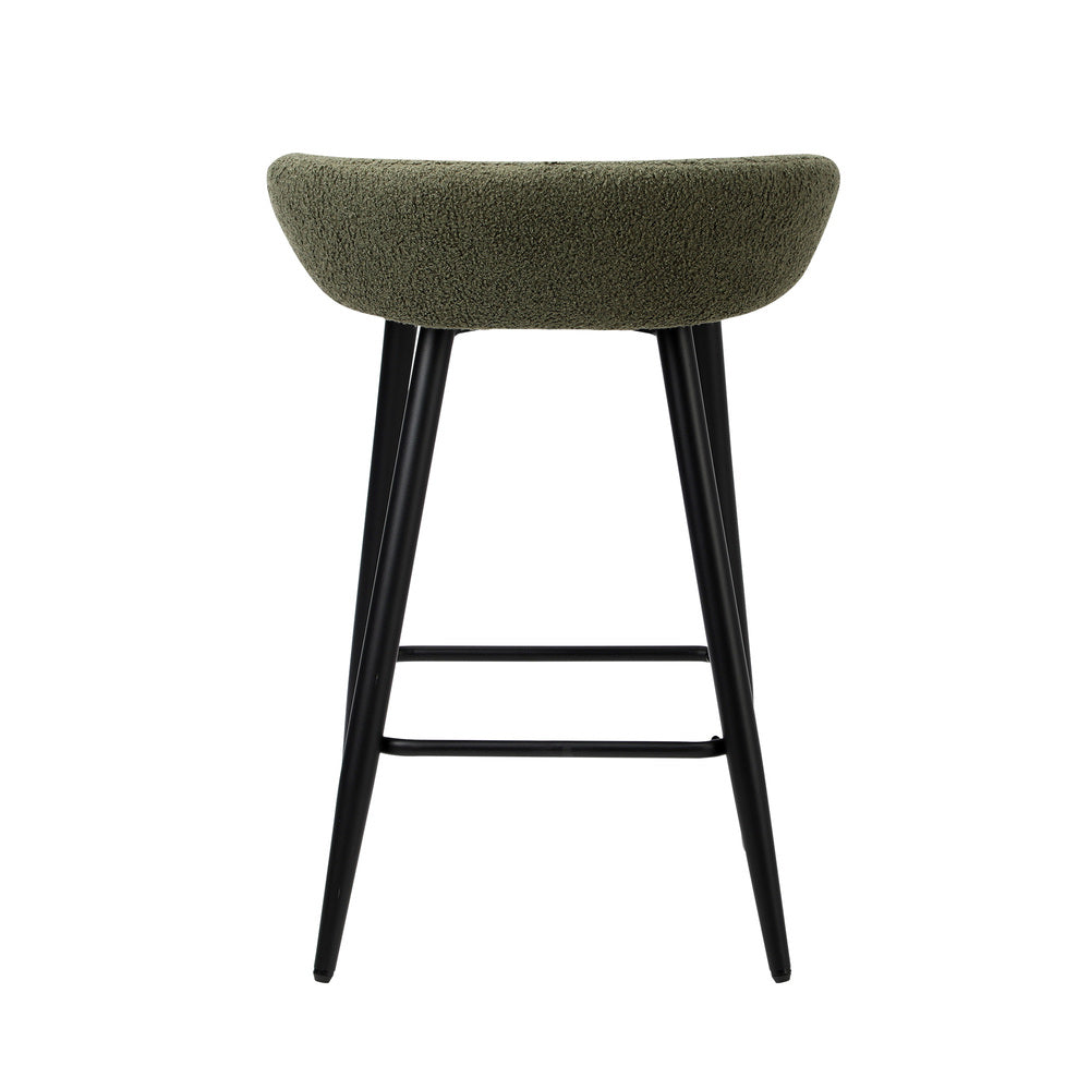 Oikiture 2PCS Bar Stools Boucle Fabric Green and Black-Bar Stool-PEROZ Accessories