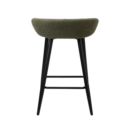 Oikiture 2PCS Bar Stools Boucle Fabric Green and Black-Bar Stool-PEROZ Accessories