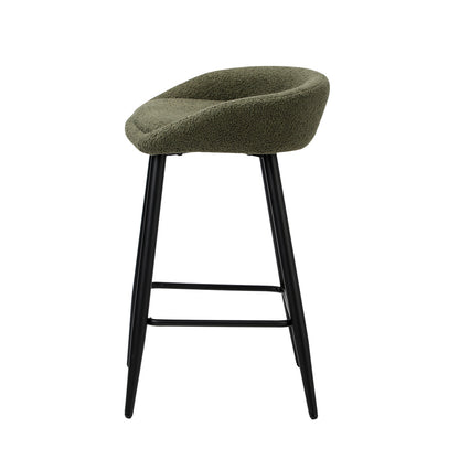 Oikiture 4PCS Bar Stools Boucle Fabric Green and Black-Bar Stool-PEROZ Accessories