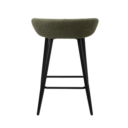 Oikiture 4PCS Bar Stools Boucle Fabric Green and Black-Bar Stool-PEROZ Accessories