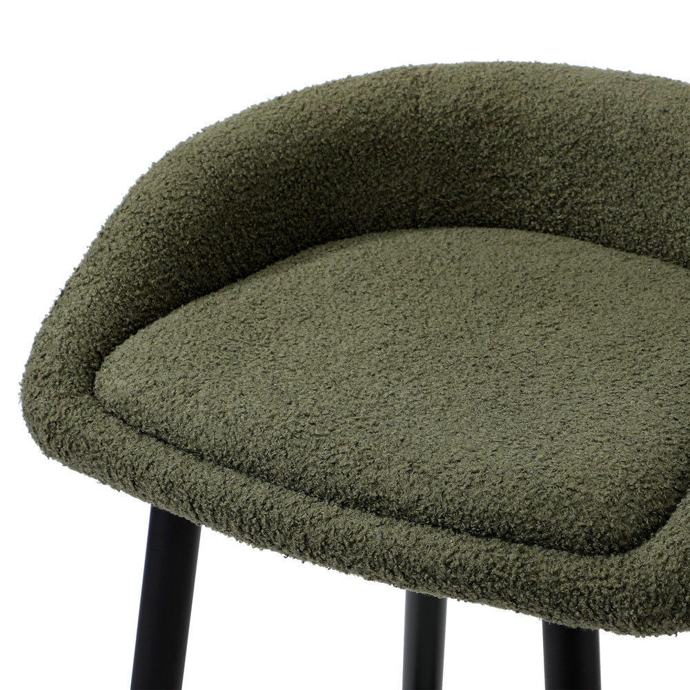 Oikiture 4PCS Bar Stools Boucle Fabric Green and Black-Bar Stool-PEROZ Accessories