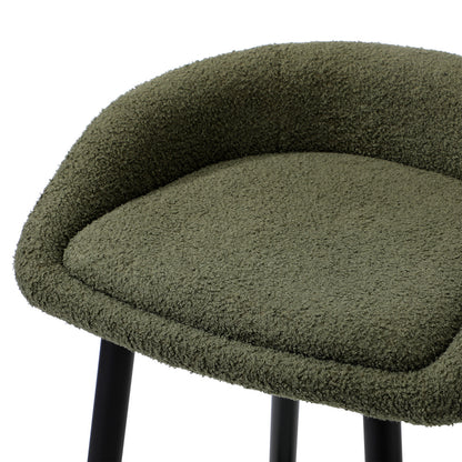 Oikiture 4PCS Bar Stools Boucle Fabric Green and Black-Bar Stool-PEROZ Accessories