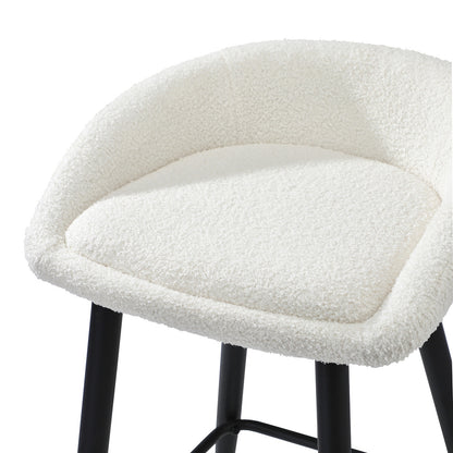 Oikiture 2PCS Bar Stools Boucle Fabric White and Black-Bar Stool-PEROZ Accessories