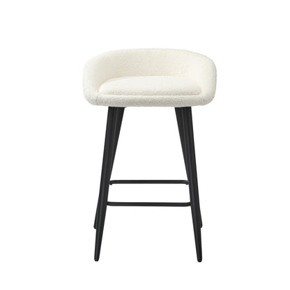 Oikiture 4PCS Bar Stools Boucle Fabric White and Black-Bar Stool-PEROZ Accessories