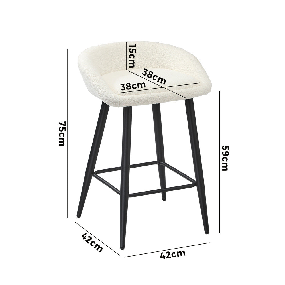 Oikiture 4PCS Bar Stools Boucle Fabric White and Black-Bar Stool-PEROZ Accessories