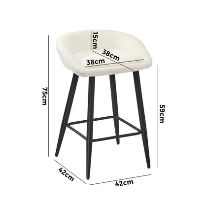 Oikiture 4PCS Bar Stools Boucle Fabric White and Black-Bar Stool-PEROZ Accessories