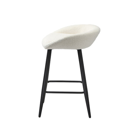 Oikiture 4PCS Bar Stools Boucle Fabric White and Black-Bar Stool-PEROZ Accessories