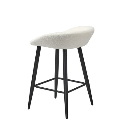 Oikiture 4PCS Bar Stools Boucle Fabric White and Black-Bar Stool-PEROZ Accessories