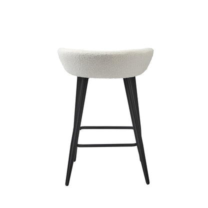 Oikiture 4PCS Bar Stools Boucle Fabric White and Black-Bar Stool-PEROZ Accessories