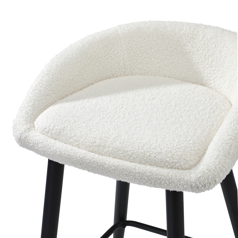 Oikiture 4PCS Bar Stools Boucle Fabric White and Black-Bar Stool-PEROZ Accessories