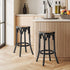 Oikiture Wooden Bar Stool 2pc Kitchen Vintage Barstool Rattan Dining Chair Black-Bar Stools-PEROZ Accessories
