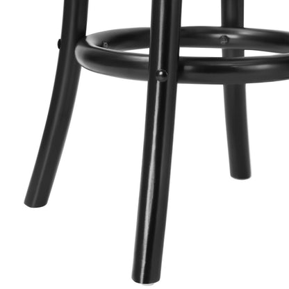 Oikiture Wooden Bar Stool 2pc Kitchen Vintage Barstool Rattan Dining Chair Black-Bar Stools-PEROZ Accessories