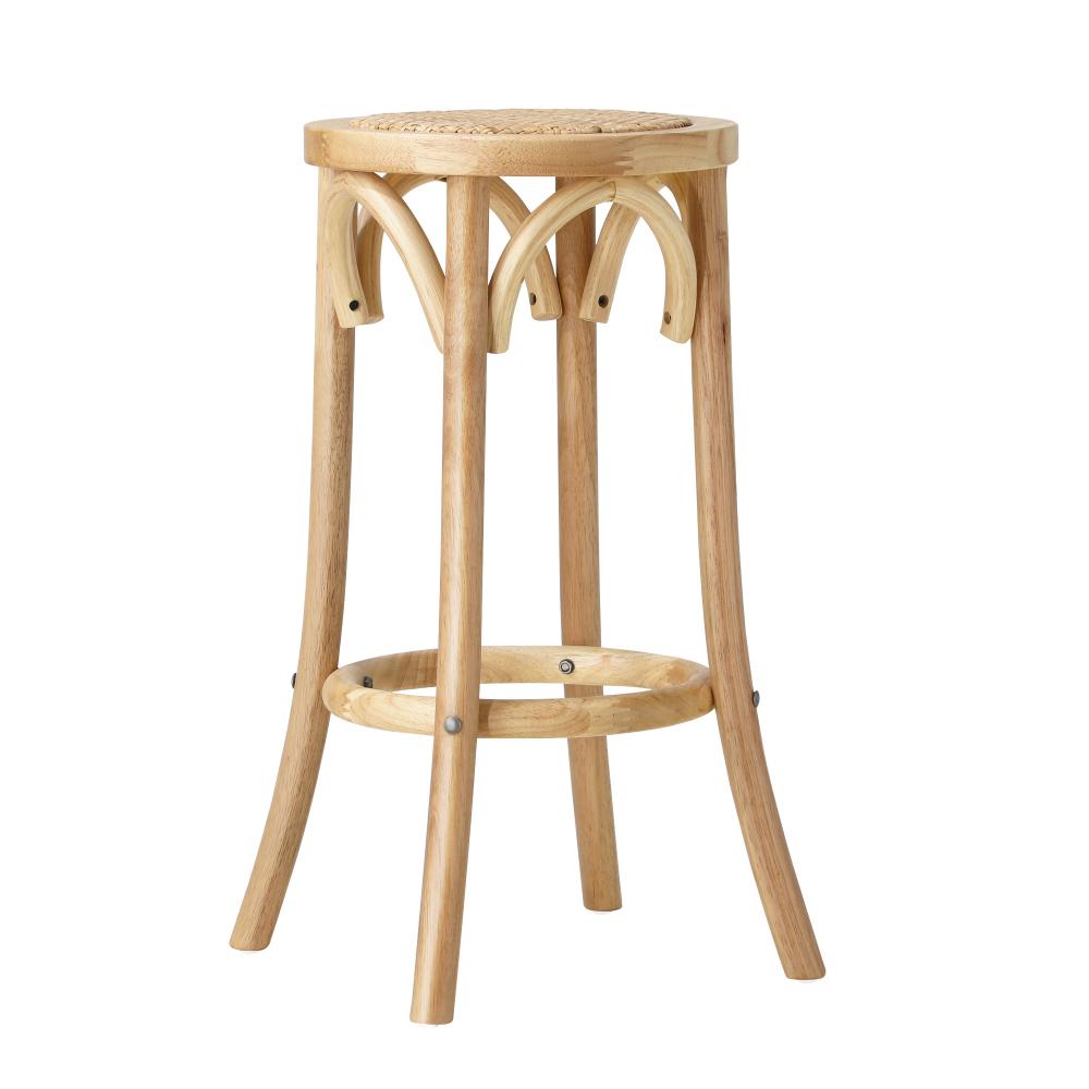 Oikiture Wooden Bar Stool 2pc Kitchen Vintage Barstool Rattan Dining Chair Wood-Bar Stools-PEROZ Accessories