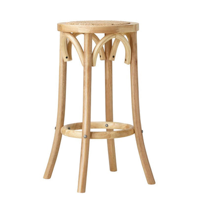 Oikiture Wooden Bar Stool 2pc Kitchen Vintage Barstool Rattan Dining Chair Wood-Bar Stools-PEROZ Accessories