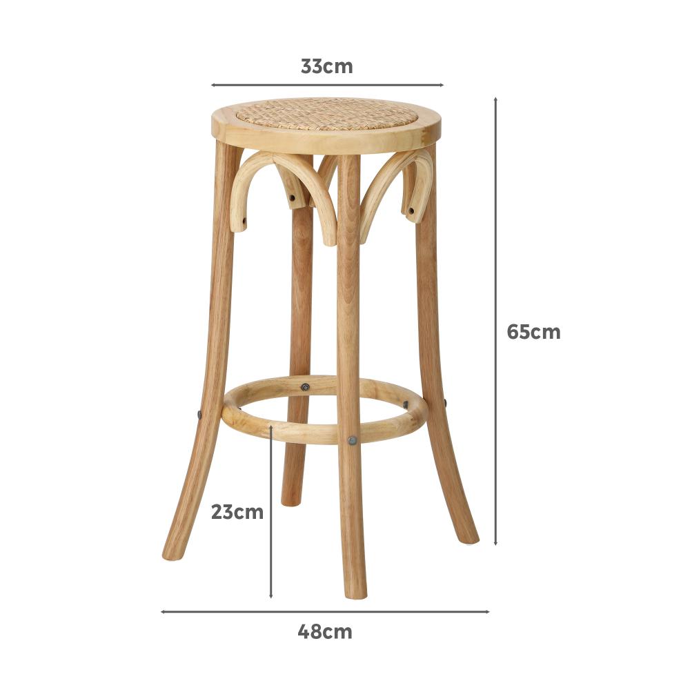 Oikiture Wooden Bar Stool 2pc Kitchen Vintage Barstool Rattan Dining Chair Wood-Bar Stools-PEROZ Accessories