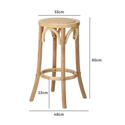Oikiture Wooden Bar Stool 2pc Kitchen Vintage Barstool Rattan Dining Chair Wood-Bar Stools-PEROZ Accessories
