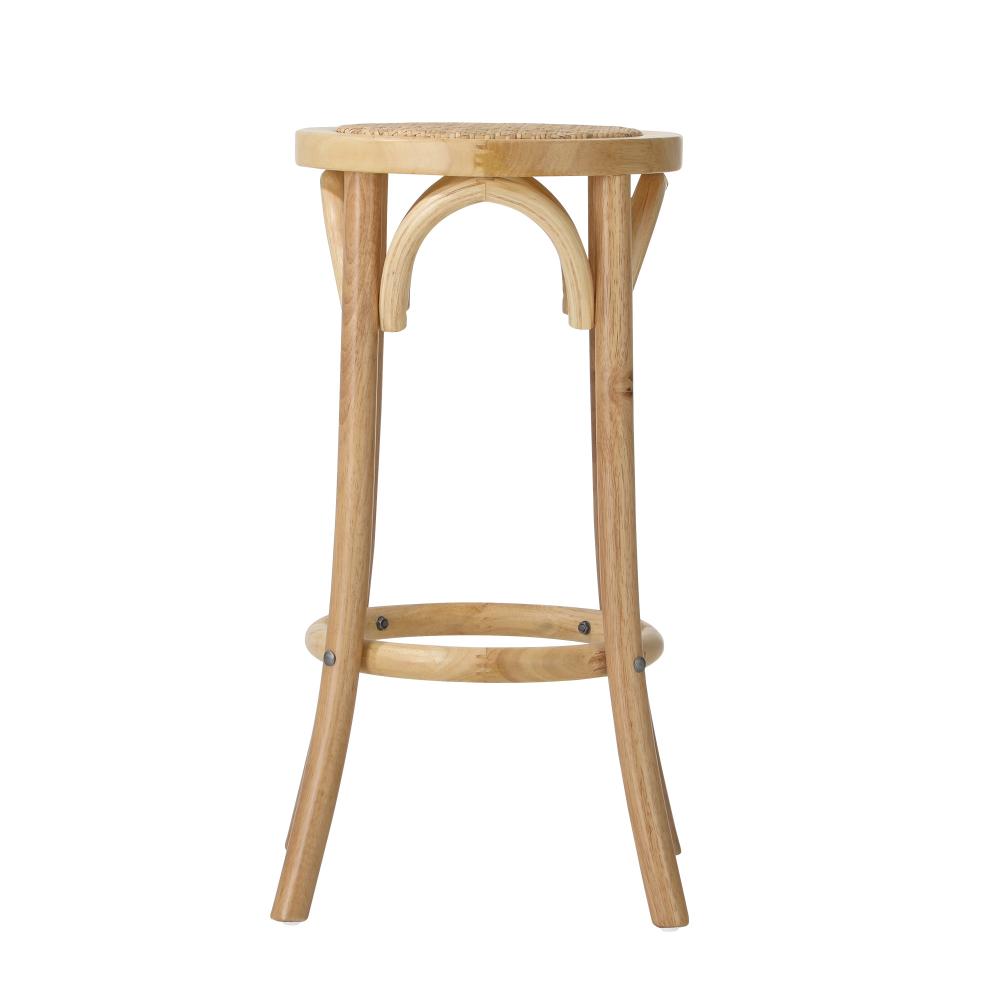 Oikiture Wooden Bar Stool 2pc Kitchen Vintage Barstool Rattan Dining Chair Wood-Bar Stools-PEROZ Accessories