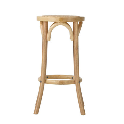 Oikiture Wooden Bar Stool 2pc Kitchen Vintage Barstool Rattan Dining Chair Wood-Bar Stools-PEROZ Accessories