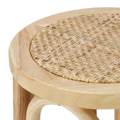 Oikiture Wooden Bar Stool 2pc Kitchen Vintage Barstool Rattan Dining Chair Wood-Bar Stools-PEROZ Accessories