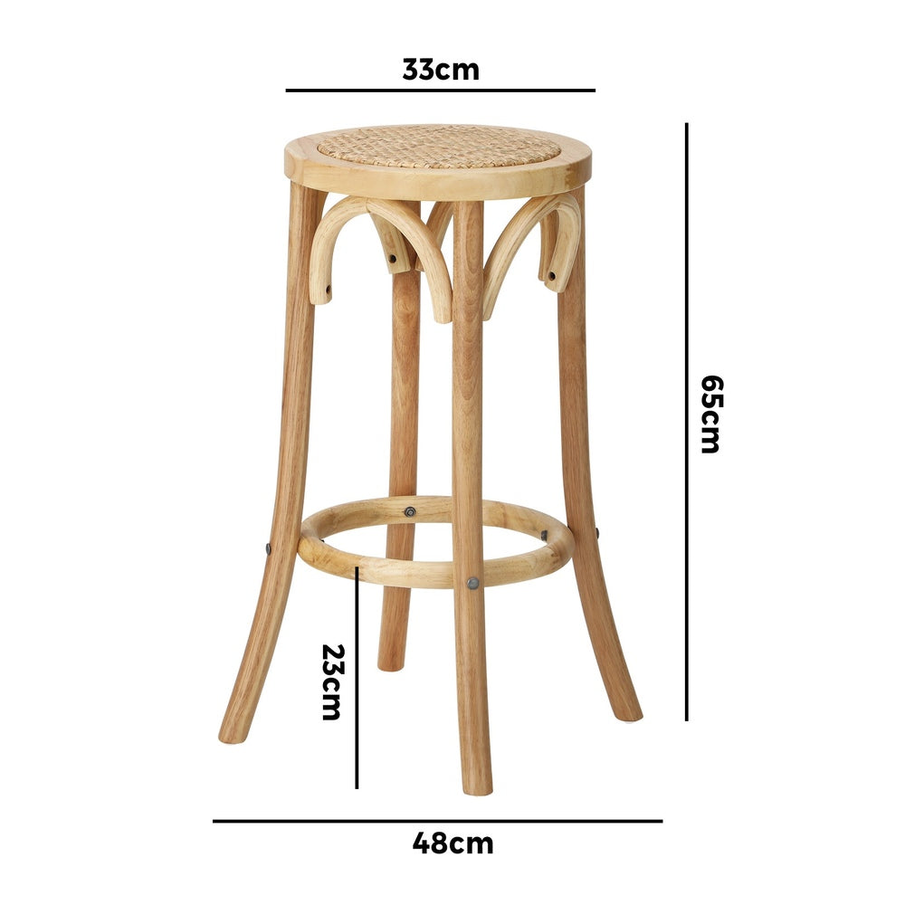 Oikiture 4x Bar Stools Dining Chair Rattan Seat Natural-Bar Stools-PEROZ Accessories