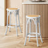 Oikiture 2x Bar Stools Dining Chair Rattan Seat White-Bar Stools-PEROZ Accessories