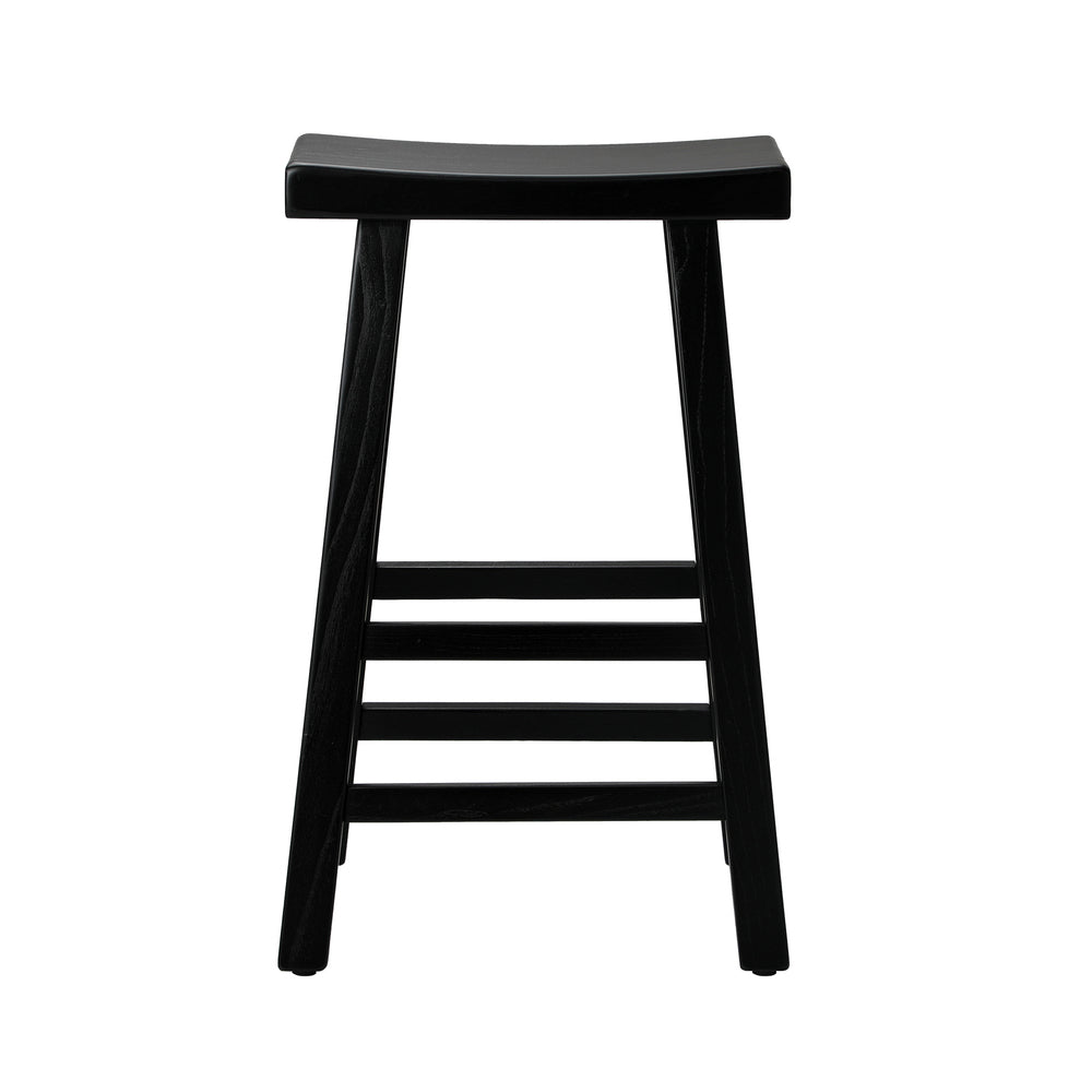 Oikiture Bar Stools Wooden Counter Chairs Black-Bar Stools-PEROZ Accessories