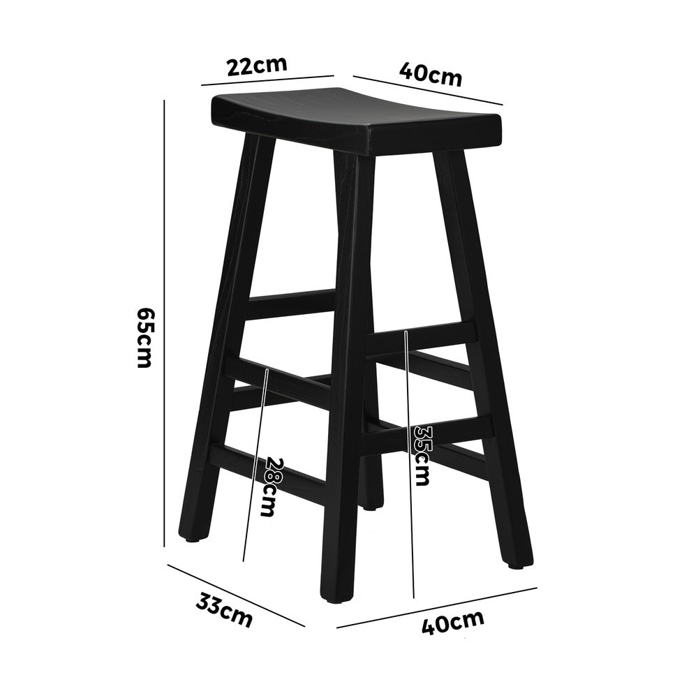 Oikiture 4X Bar Stools Wooden Counter Chairs Black-Bar Stools-PEROZ Accessories
