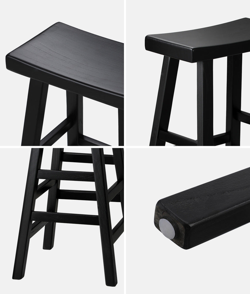 Oikiture 4X Bar Stools Wooden Counter Chairs Black-Bar Stools-PEROZ Accessories