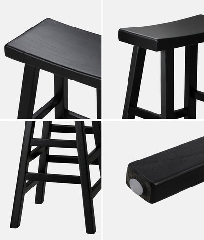 Oikiture 4X Bar Stools Wooden Counter Chairs Black-Bar Stools-PEROZ Accessories