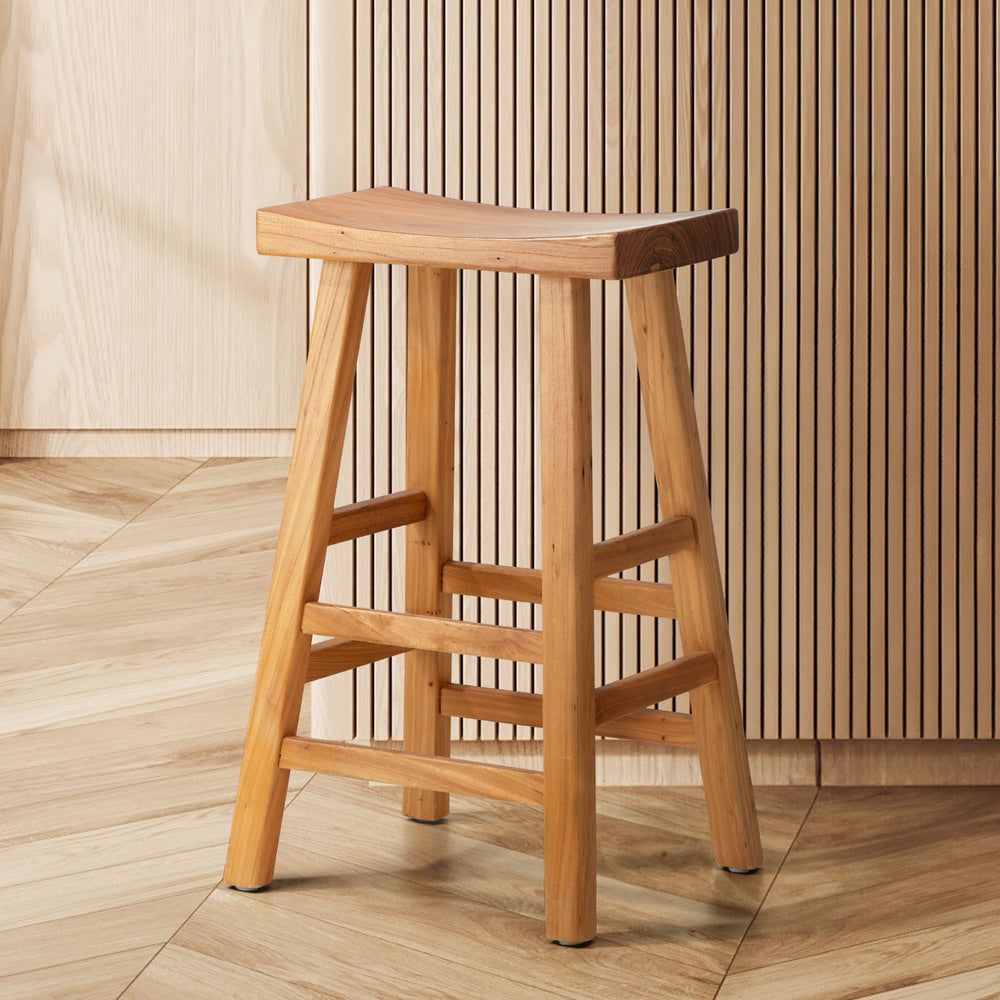 Oikiture Bar Stool Wooden Counter Chairs Natural-Bar Stools-PEROZ Accessories
