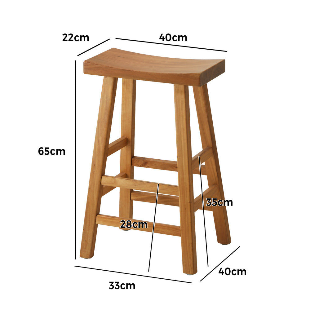 Oikiture 2X Bar Stool Wooden Counter Chairs Natural-Bar Stools-PEROZ Accessories