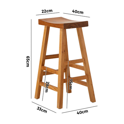 Oikiture Set of 4 Bar Stools Wooden Counter Chairs Natural-Bar Stools-PEROZ Accessories